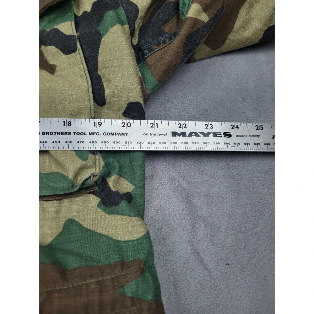 Military Cold Weather Field Jacket Mens Medium Green Camo Full‎ Zip Center Cinch